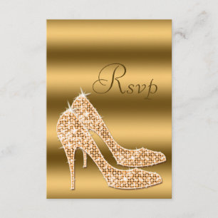 Glamourous RSVP Gold Stilettos Card