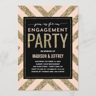 Glamourous Shimmer   Engagement Party Invitation