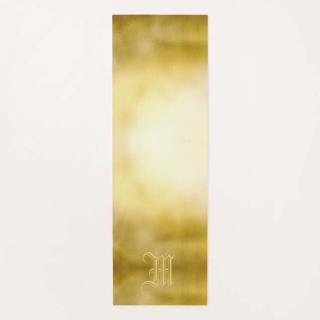 Glamourous Shiny Gold Royal Crown Monogram Yoga Mat (Front)