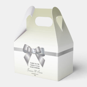 Glamourous Silver Bow & Ribbon House Warming Favor Box