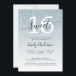 Glamourous Silver Glitter Ombre Sweet 16 Birthday Invitation<br><div class="desc">A trendy, elegant silver faux glitter ombre design Sweet 16 birthday invitation. The silver glitter fades onto a white background. The text "Sweet 16" in off-black is set in modern script calligraphy and stylish typography. Perfect 16th birthday party invitation for a glamourous Sweet sixteen, perfect for her, the fashionista who...</div>