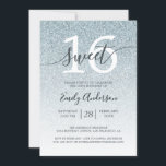 Glamourous Silver Glitter Ombre Sweet 16 Birthday Invitation<br><div class="desc">A trendy, elegant silver faux glitter ombre design Sweet 16 birthday invitation. The silver glitter fades onto a white background. The text "Sweet 16" in off-black is set in modern script calligraphy and stylish typography. Perfect 16th birthday party invitation for a glamourous Sweet sixteen, perfect for her, the fashionista who...</div>