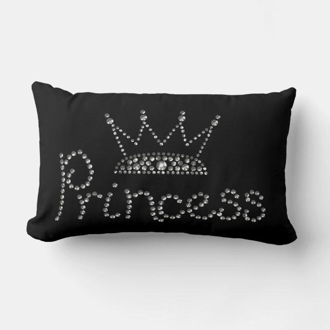 Glamourous Silver Princess Crown Lumbar Pillow (Front)