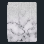 Glamourous Silver White Glitter Marble Gradient iPad Pro Cover<br><div class="desc">This elegant and girly design perfect for the trendy and stylish fashionista. It features a faux printed silver sparkly glitter ombre gradient on top of a black and white marble stone pattern background. It's glamourous, chic, luxurious, modern, and classy. ***IMPORTANT DESIGN NOTE: For any custom design request such as matching...</div>