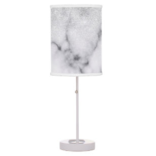 Glamourous Silver White Glitter Marble Gradient Table Lamp