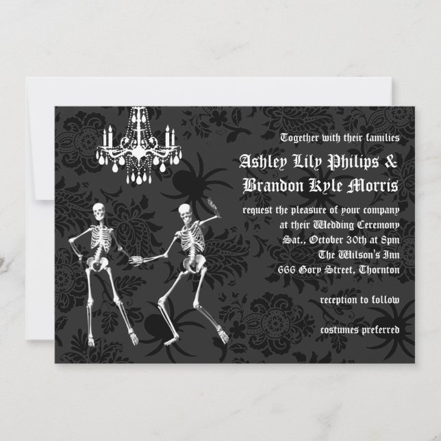 Glamourous Skeletons Wedding Invitation (Front)
