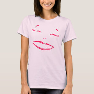Glamourous smile pink red ladies t-shirt