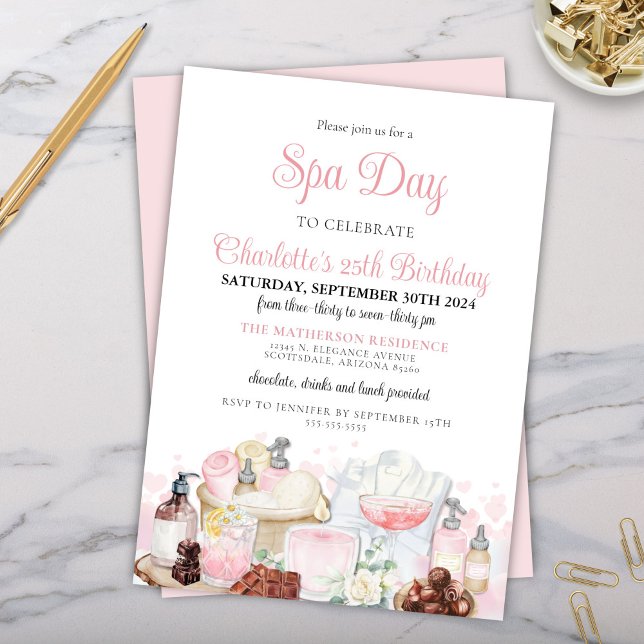 Glamourous Spa Day Chocolate Adult Bridal Birthday Invitation (Glamorous glitz and glam spa day chocolate cocktails mocktails birthday party bridal invitations)
