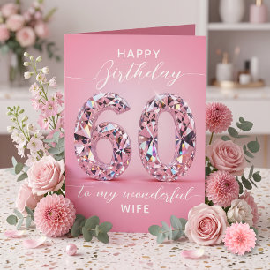 Glamourous Sparkling Pink Diamond 60th Birthday Card