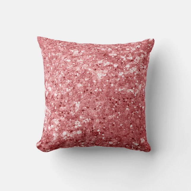 Glamourous Sparkly Pink Glitter Throw Pillow (Front)
