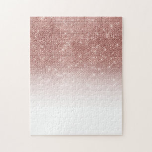 Glamourous Sparkly Rose Gold Glitter Sequin Ombre Jigsaw Puzzle