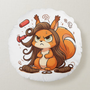 Glamourous Squirrel Hair Day Round Pillow