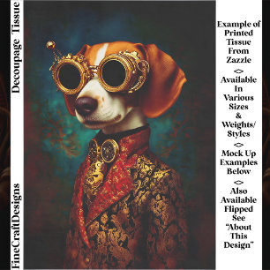 Glamourous Steampunk Beagle Dog EZ5L Decoupage Tissue Paper