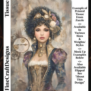 Glamourous Steampunk Woman DM2L Decoupage Tissue Paper