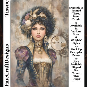 Glamourous Steampunk Woman DM2R Decoupage Tissue Paper