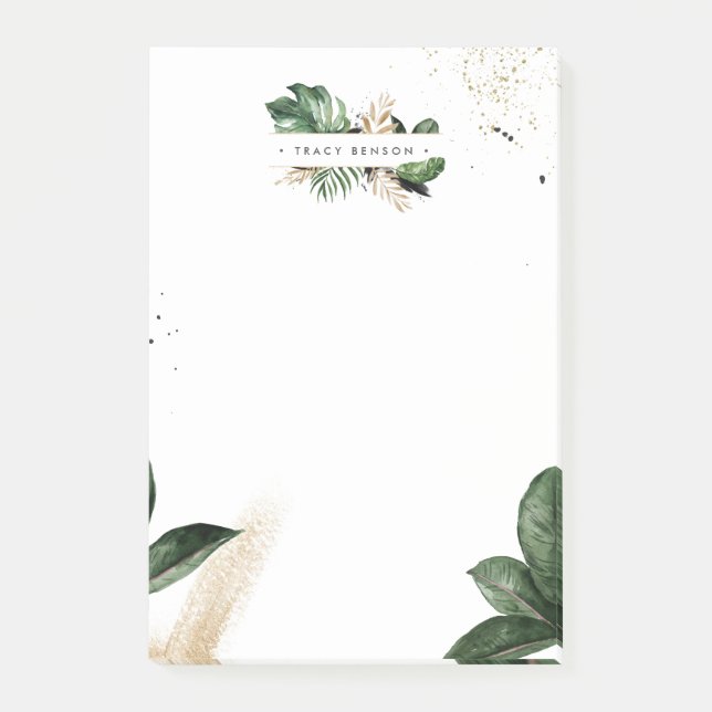 Glamourous Summer Greenery Personalized Post-it Notes (Front)