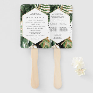 Glamourous Summer Greenery Wedding Program Hand Hand Fan
