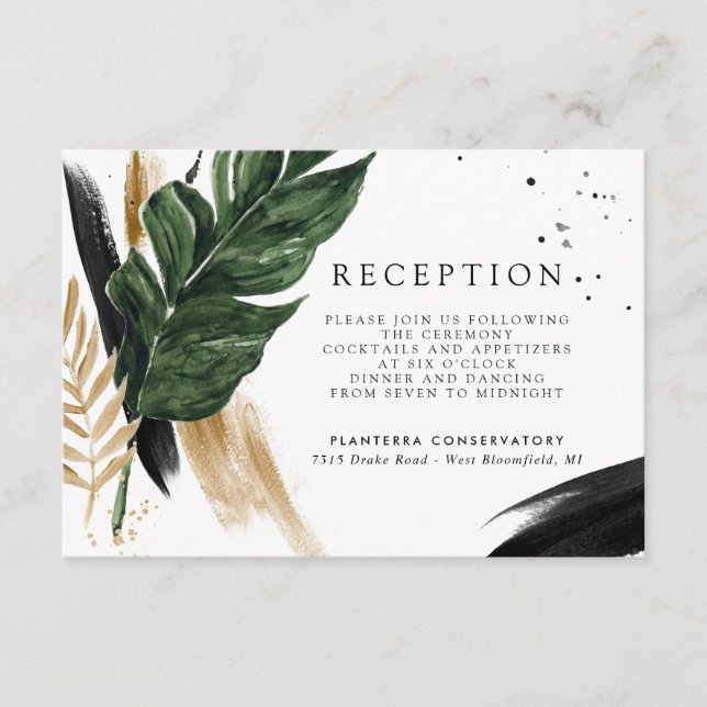 Glamourous Summer Greenery | Wedding Reception Enclosure Card (Front)