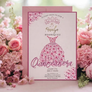 Glamourous Sweet 15 Quinceañera Invitation
