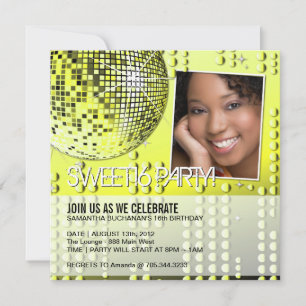 Glamourous Sweet Sixteen Disco Ball Invitation