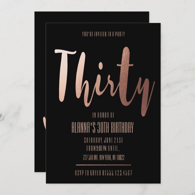 Glamourous, Thirty Birthday Invitations (Front/Back)