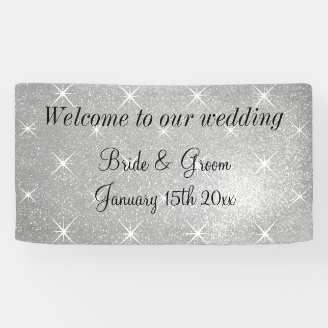 Glamourous top wedding party welcome banner sign (Horizontal)