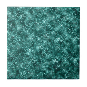 Glamourous Turquoise Sparkle Dots Elegant Chic Tile