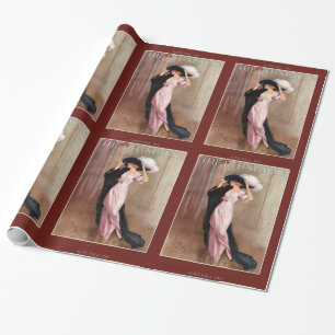 Glamourous Vintage Edwardian Woman in Pink Gown Wrapping Paper