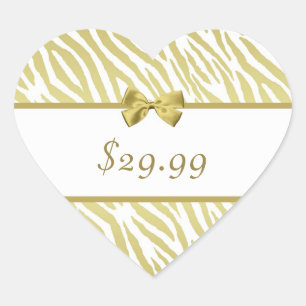 Glamourous White and Gold Zebra Print Price Tag