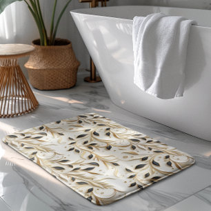Glamourous White Gold & Black Seamless Patterns Bath Mat