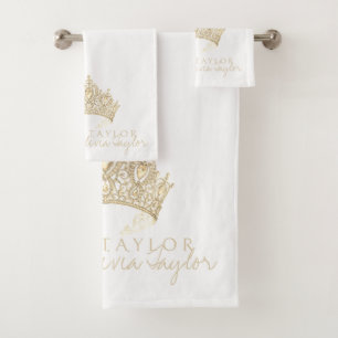 Glamourous White Gold Personalized bath towel