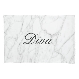 Glamourous white marble stone pillowcase with name