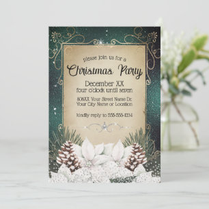 Glamourous Winter Floral with White Poinsettias Invitation