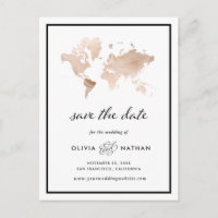 Glamourous World Map | Elegant Travel Save the Dat