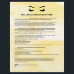 Glamourous Yellow EYELASH EXTENSION CONSENT FORM Flyer<br><div class="desc">Eyelash Extensions Consent forms are perfect for your Lash Extension business. This modern and sophisticated consent form design features a glamourous , minimalistic illustration of a woman's eyelashes a title and a block where you can insert all your informed consent details on a luxury watercolor sunny yellow background. Need help?...</div>