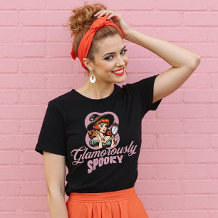 Glamourously Spooky Retro Witch Halloween Shirt