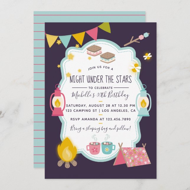 Glamping Birthday Party Invitation (Front/Back)