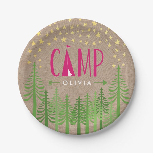 Glamping Birthday Party Paper Plate (Front)