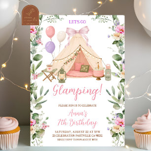 Glamping Bow Coquette Girl Birthday Invitation