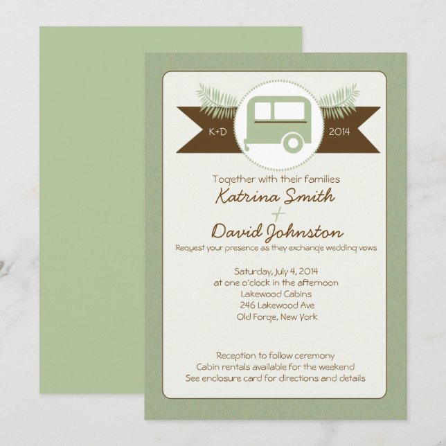 Glamping Camper Nature Lovers Wedding Invitation (Front/Back)