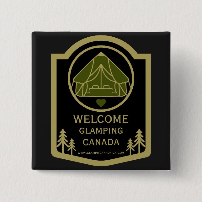 Glamping Canada Business 2 Inch Square Button (Front)