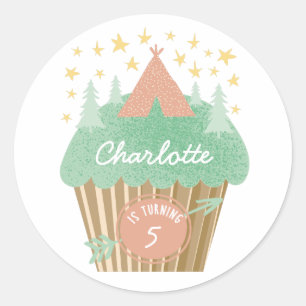 Glamping Cupcake Personalized Sticker