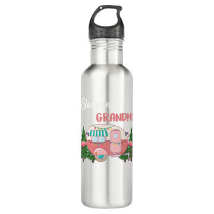 Glamping Grandma Costume Camping RV Flamingos Camp 710 Ml Water Bottle