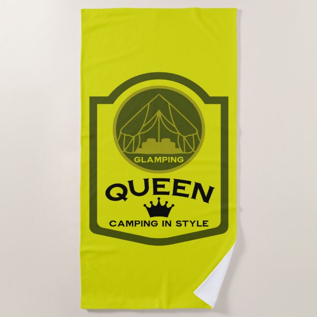 Glamping Queen Camping In Style Beach Towel (Front)