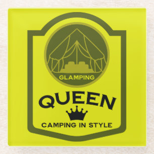 Glamping Queen Camping In Style Glass Coaster