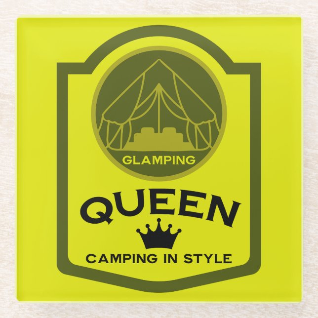 Glamping Queen Camping In Style Glass Coaster (Front)