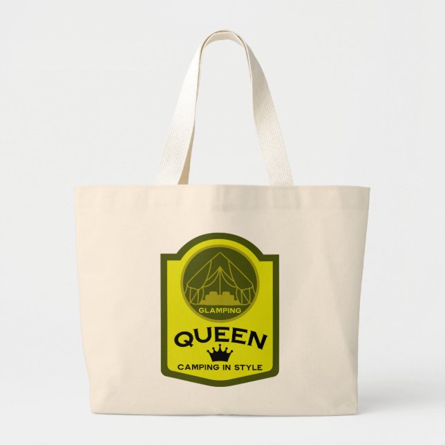 Glamping Queen Camping In Style Large Tote Bag (Front)
