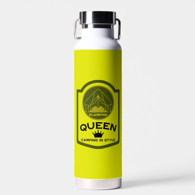 Glamping Queen Camping In Style Water Bottle (Front)