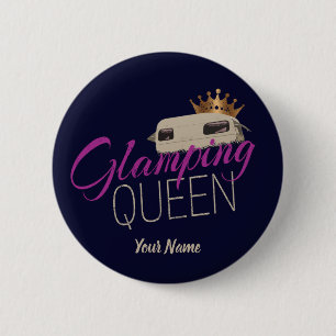 Glamping Queen Camping with vintage caravans 2 Inch Round Button