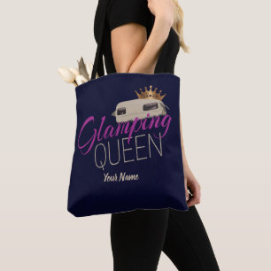 Glamping Queen Camping with vintage caravans Tote Bag